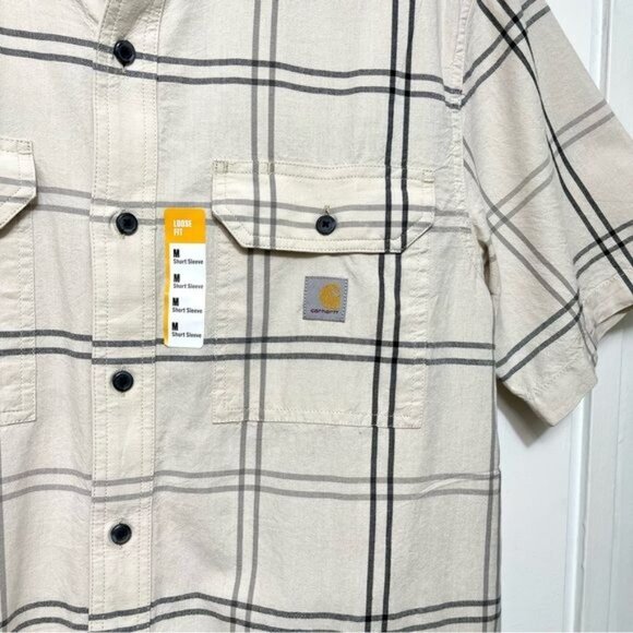 Carhartt Men's Loose Fit Midweight Short-Sleeve Plaid Shirt Size M - Picture 10 of 15